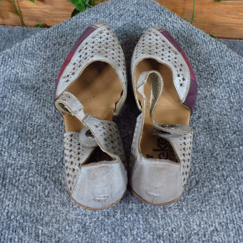 Rieker Mirjam 53 Women Mary Jane Pump 38 Walking Comfort Gray Purple Leather